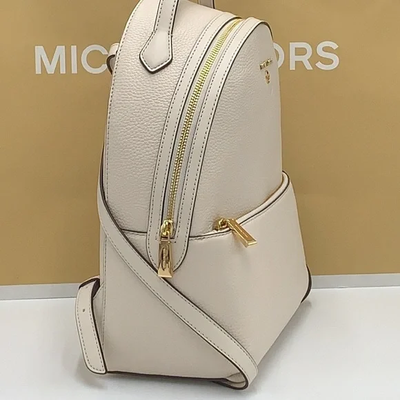 MICHAEL KORS VALERIE MEDIUM PEBBLED LEATHER BACKPACK LIGHT CREAM COLOR - Picture 5 of 15